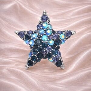 Blue Star Crystal Brooch